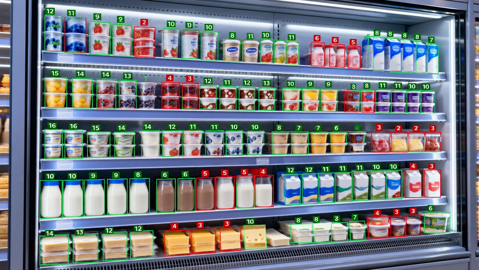 Smart sales monitoring sensor tracking products inside a retail refrigerator